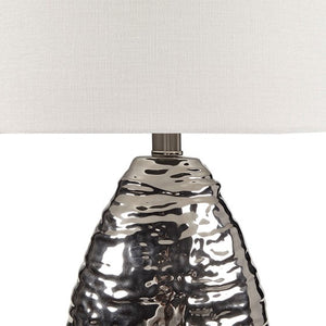 Livy Ceramic Table lamp - Silver Base/White Shade