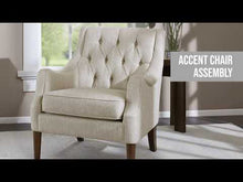 Load and play video in Gallery viewer, Qwen Button Tufted Accent Chair - Dusty Blue
