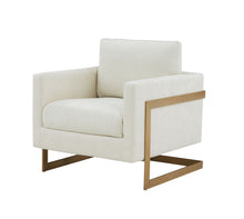 Load image into Gallery viewer, Modrest Prince - Contemporary Cream Fabric + Gold Metal Accent Chair
