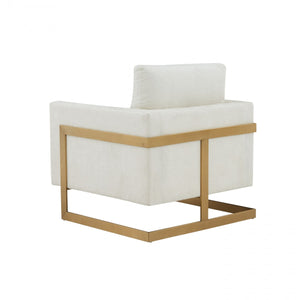 Modrest Prince - Contemporary Cream Fabric + Gold Metal Accent Chair