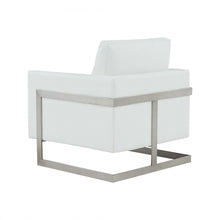 Load image into Gallery viewer, Modrest Prince - Contemporary White Leather + Silver Metal Accent Chair
