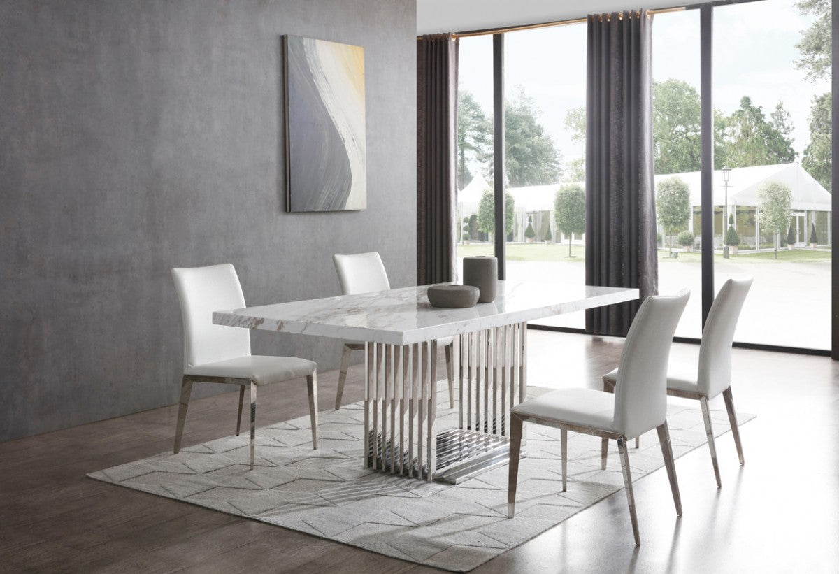 Modrest Kingsley Modern Marble & Rosegold Dining Table Mac & Mabel