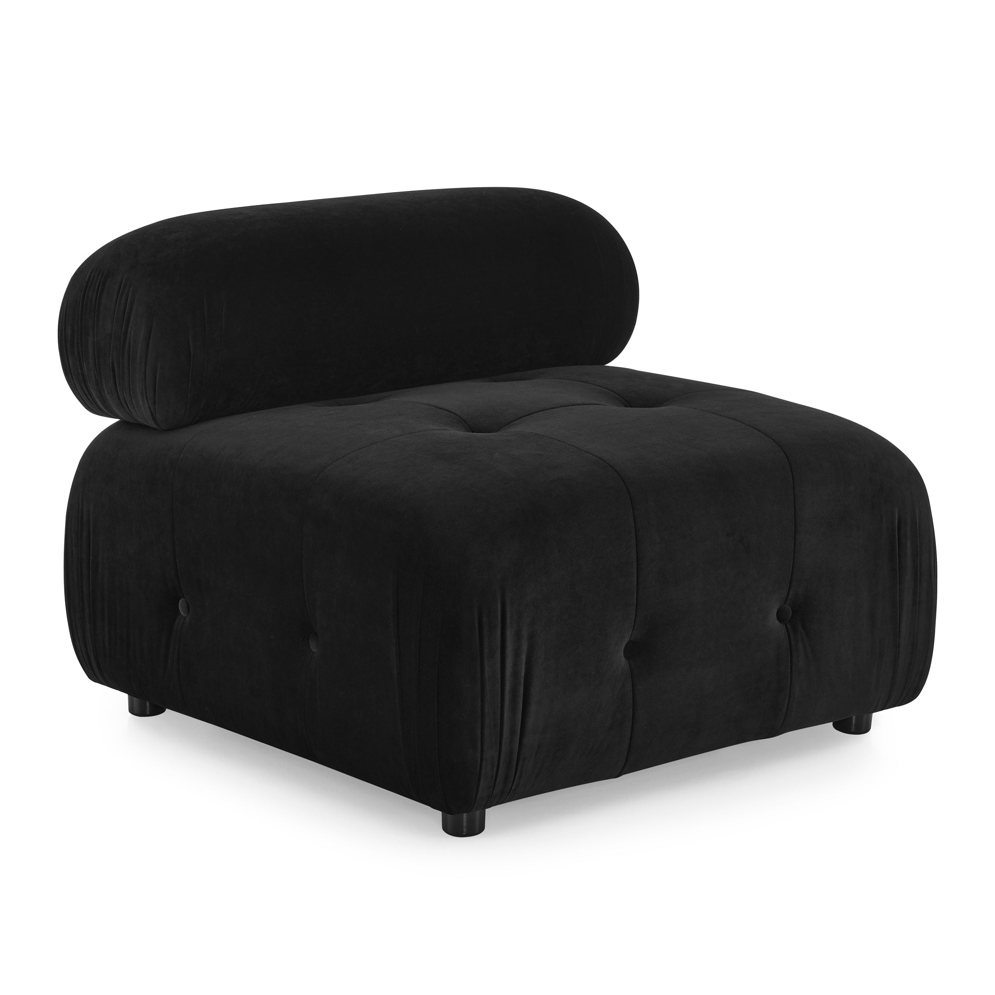 Walker Edison - Modular Sectional Sofa, Button Tufted Designed and DIY Combination, L Shaped Couch with Reversible Ottoman, Black Velvet