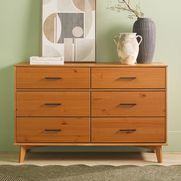 6-Drawer Modern Solid Wood Dresser with Metal Handles