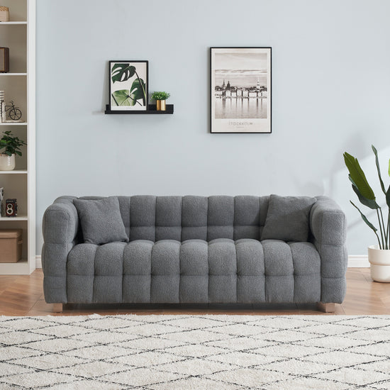 Walker Edison | Teddy 80" Sofa with two throw pillows