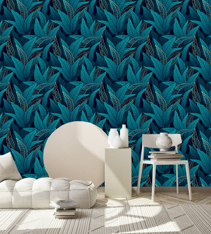Turquoise Leaves Wallpaper