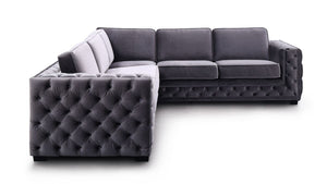 Divani Casa Jean - Modern Grey Velvet Sectional Sofa