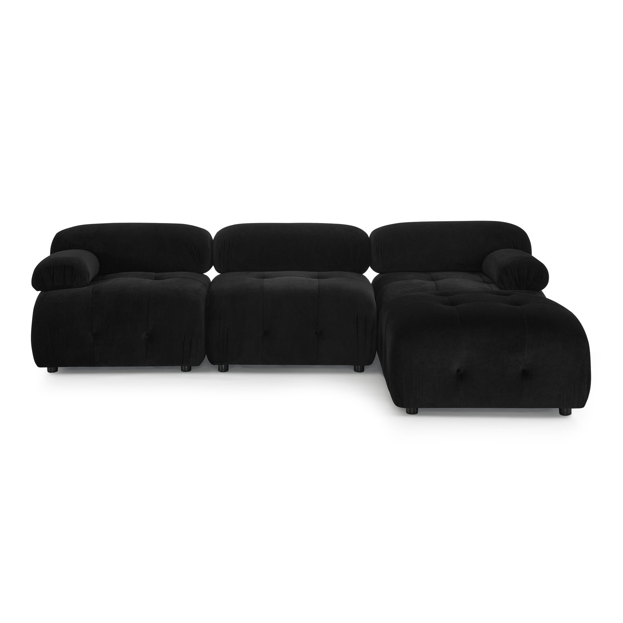 Walker Edison - Modular Sectional Sofa, Button Tufted Designed and DIY Combination, L Shaped Couch with Reversible Ottoman, Black Velvet