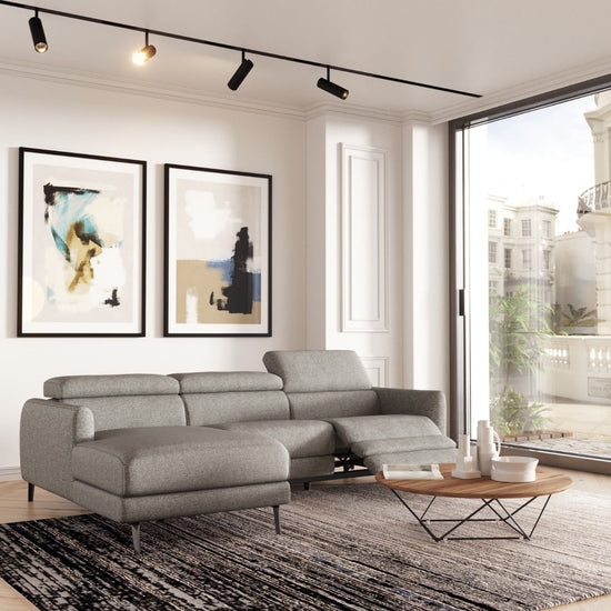 Divani Casa Lupita - Modern Grey Fabric Left Facing Sectional Sofa