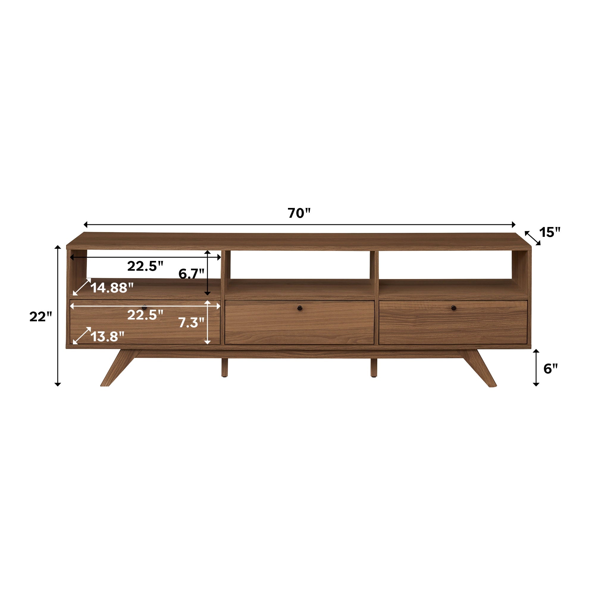 Kela Mid-Century Modern 3-Door TV Stand