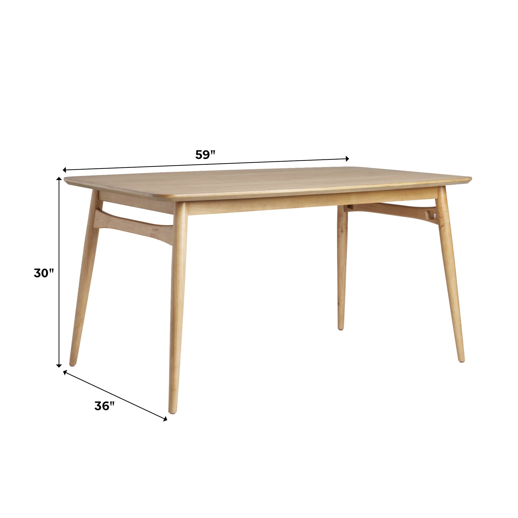 Taberu Mid-Century Modern 59" Wood Tapered Legs Dining Table