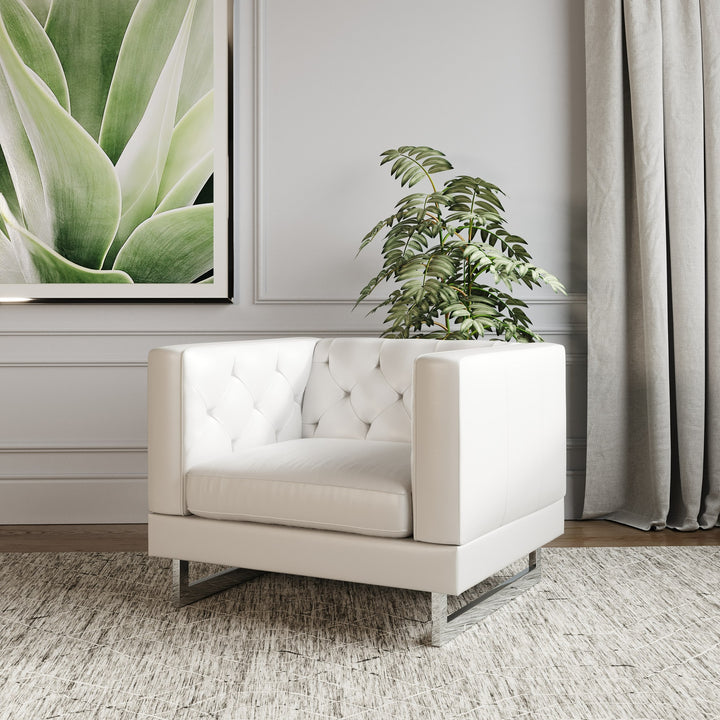 Divani Casa Windsor Modern Off-White Leatherette Chair