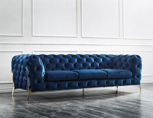 Divani Casa Sheila Modern Dark Blue Fabric Sofa Set