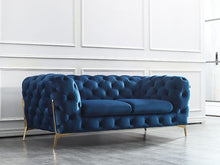 Load image into Gallery viewer, Divani Casa Sheila Modern Dark Blue Fabric Sofa Set
