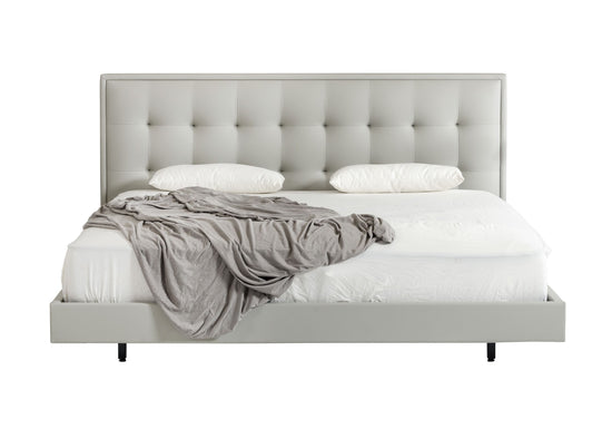 Queen Modrest Hera Modern Grey Leatherette Bed