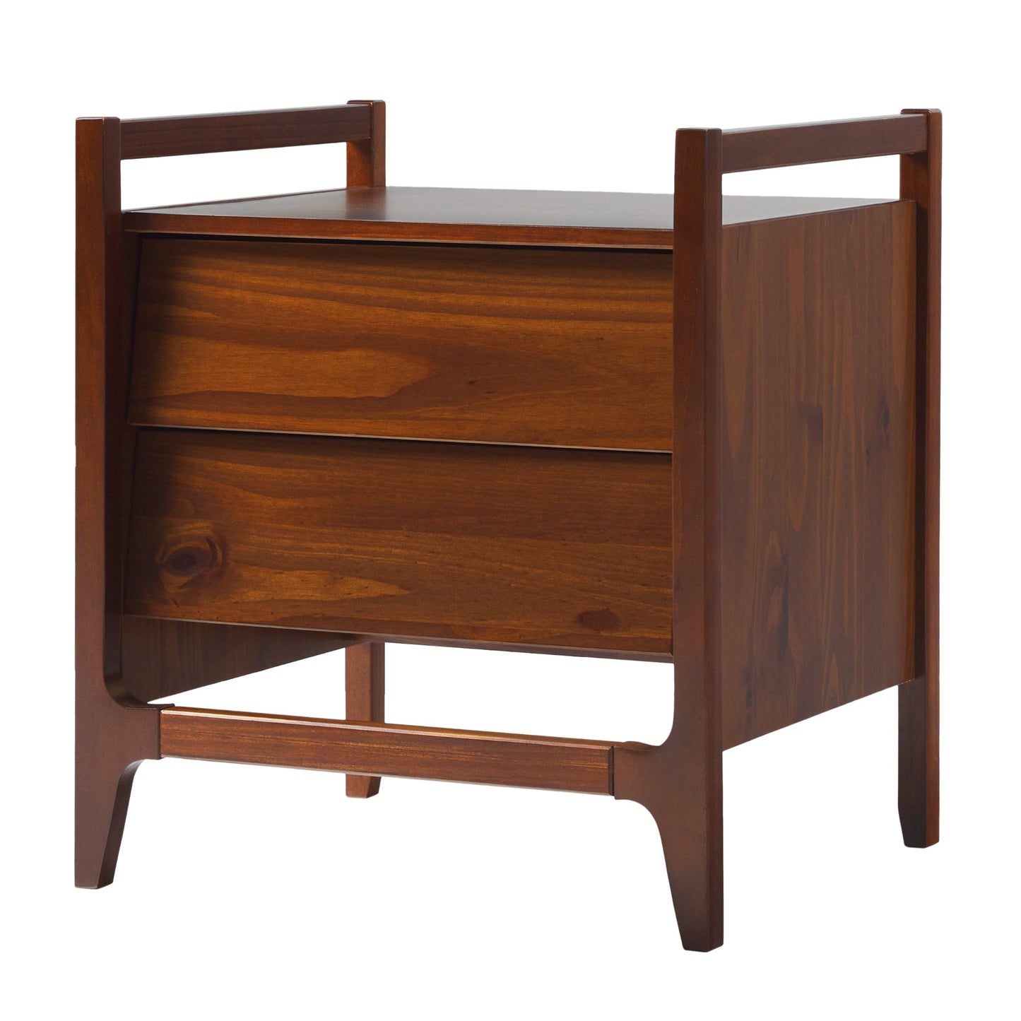 Oswald Mid-Century Modern 2-Drawer Wood Nightstand