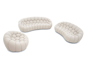 Divani Casa Yolonda - Modern Curved Beige Fabric Sofa Set