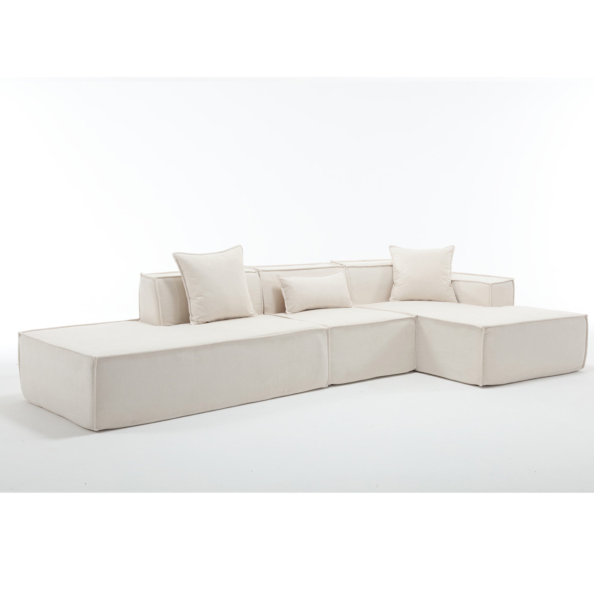 Walker Edison | Terry Modular Minimalist Right L-shaped Sectional Sofa