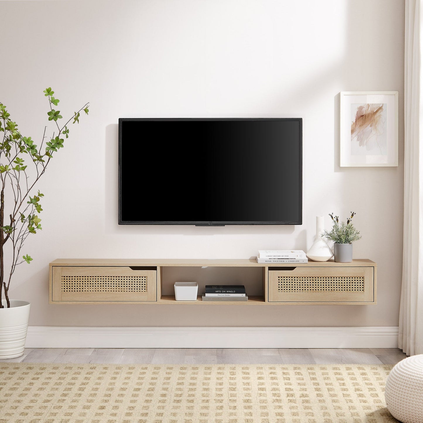 Hamkke Boho 2-Door Floating TV Stand