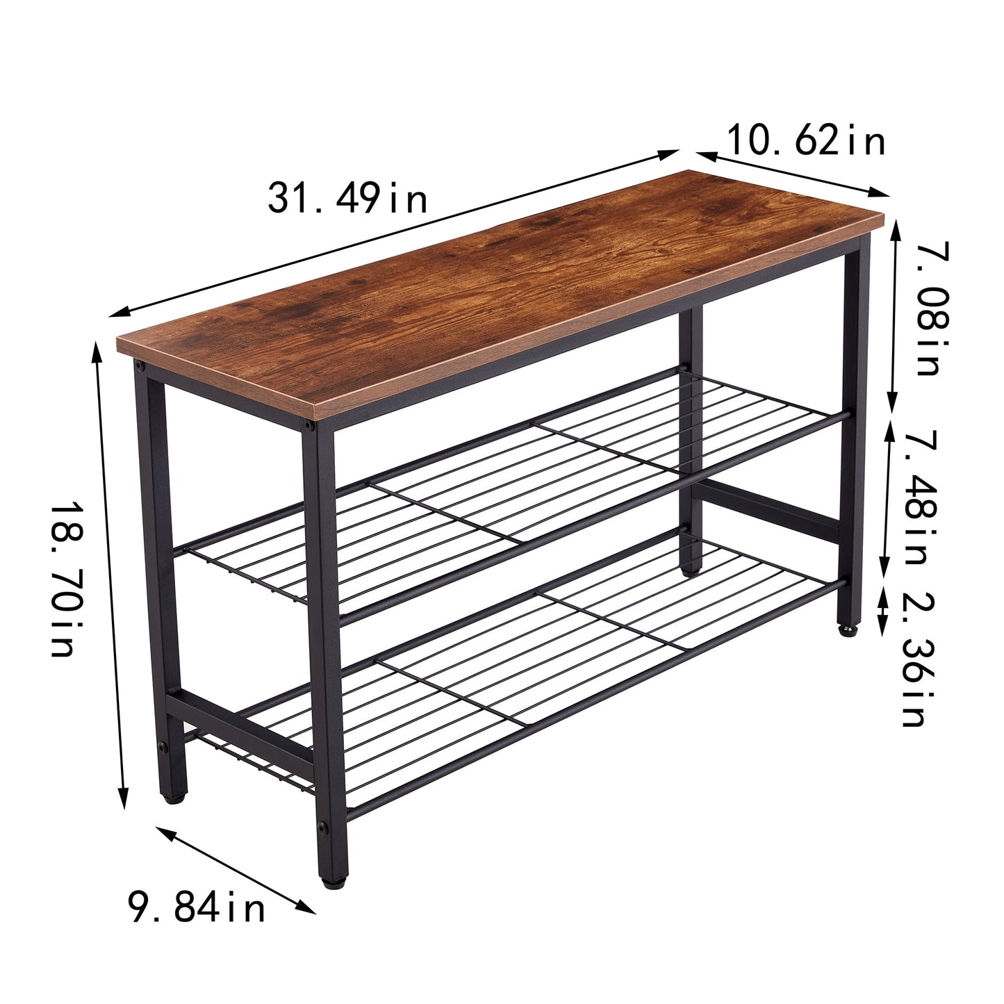 Walker Edison - DN 3-Tier Metal Shoe Rack, Modern Multifunctional Shoe Storage Shelf with MDF Top Board, Tigger，1 pc per carton