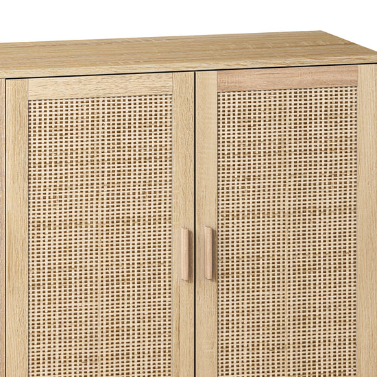 Walker Edison - 62.20" Elegant and Functional 4-Door Rattan Decorative Storage Cabinet, for Bedroom, Living Room, Office, Easy Assembly