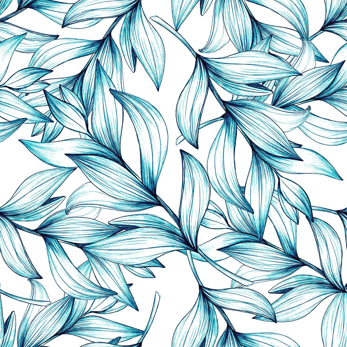 Voguish Blue Leaves Wallpaper Vogue
