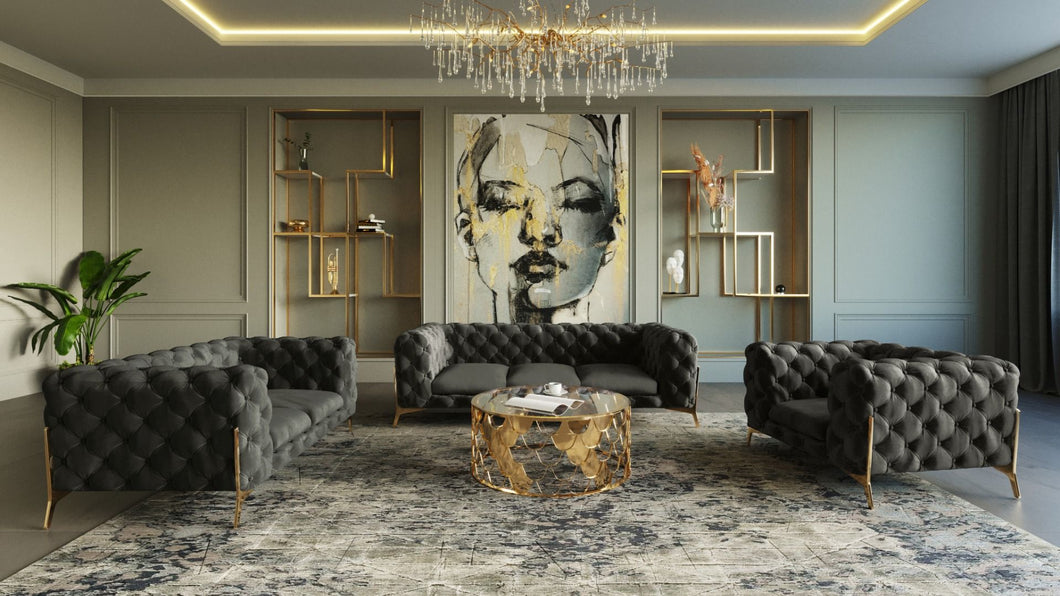 Divani Casa Sheila - Modern Dark Grey Fabric Sofa