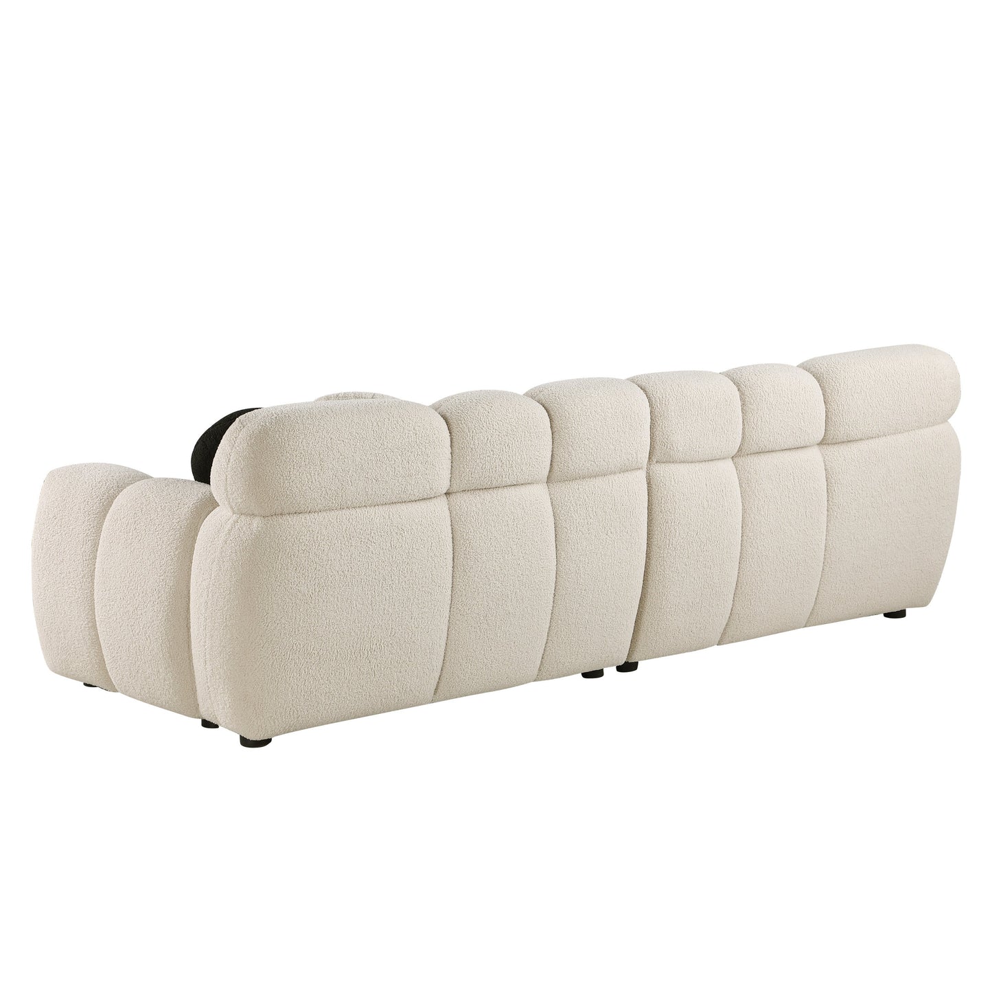 Walker Edison - 87.4 length, 35.83" depth, human body structure, marshmallow sofa, boucle sofa, 3 seater, BEIGE BOUCLE