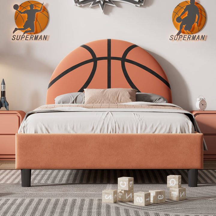 Walker Edison - Basketball Upholstered Twin Platform Bed