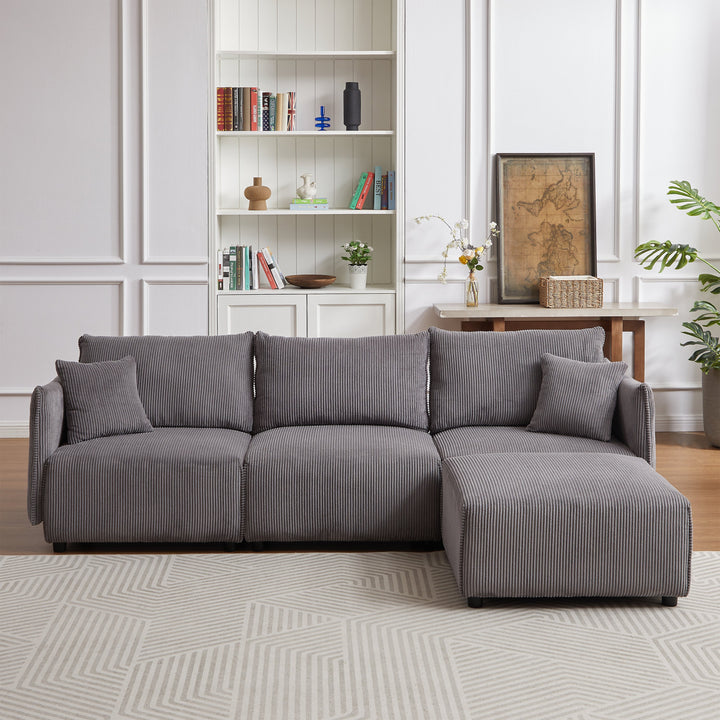 Walker Edison | Corduroy Minimalist 106" Modular Chaise Sofa