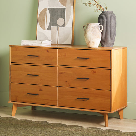 6-Drawer Modern Solid Wood Dresser with Metal Handles