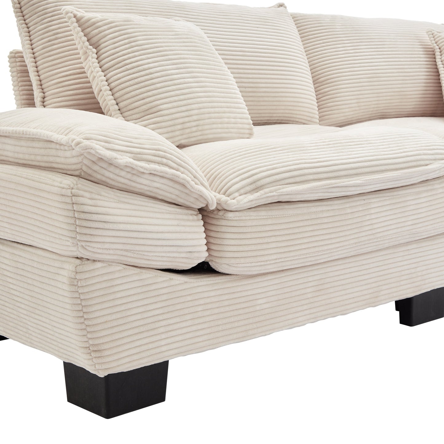 Walker Edison | Corduroy Loveseat Sofa with Pillows Beige