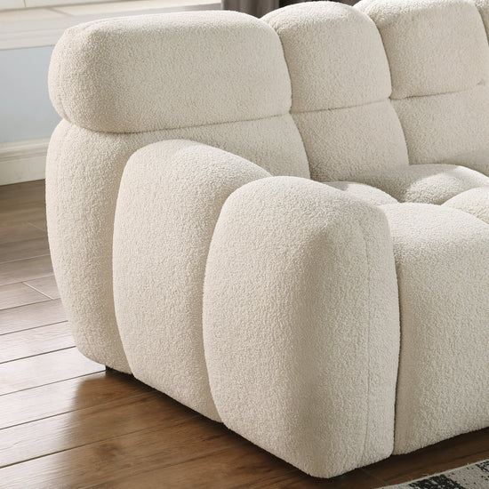 Walker Edison - 87.4 length, 35.83" depth, human body structure, marshmallow sofa, boucle sofa, 3 seater, BEIGE BOUCLE