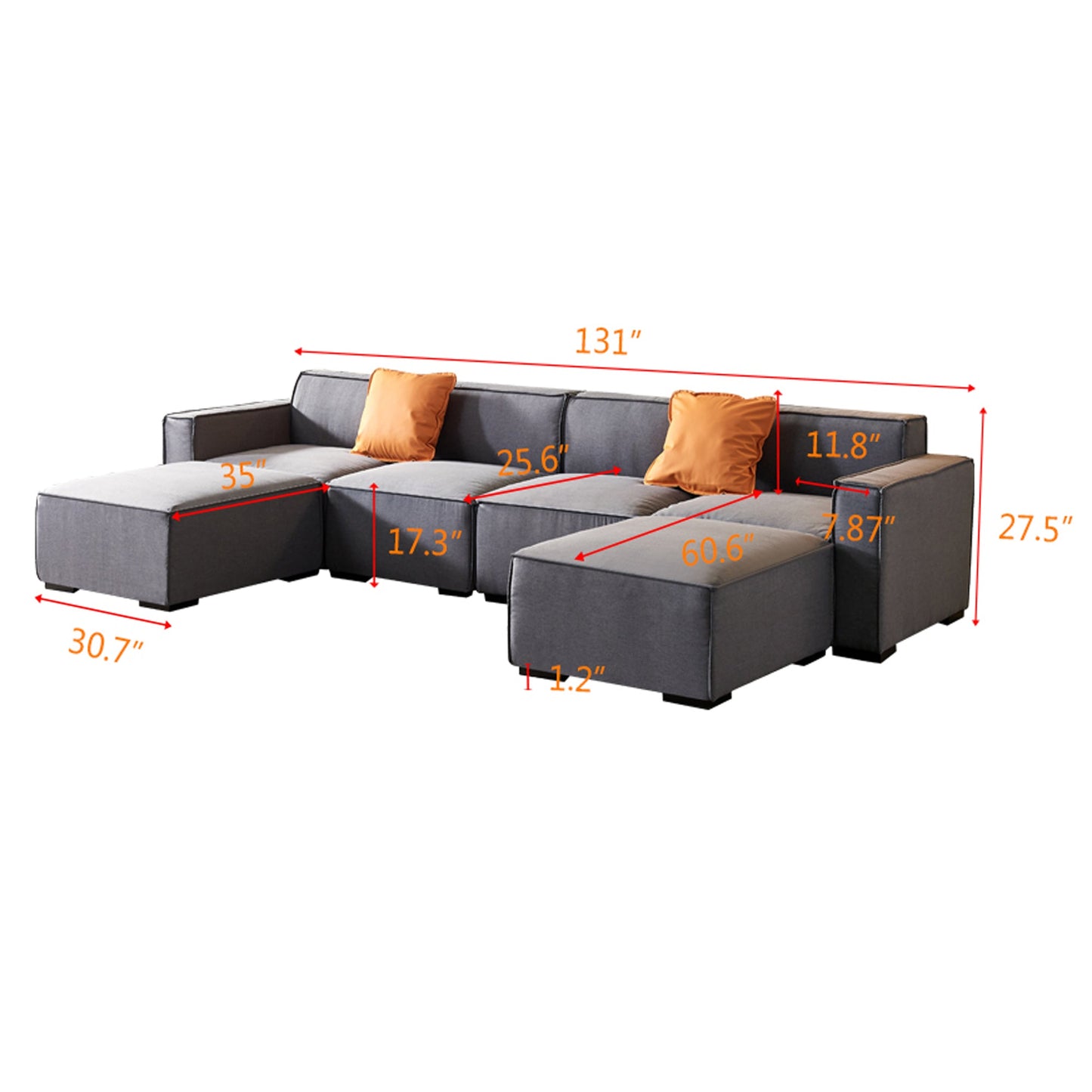 Walker Edison | Linen Modular U Shape Sectional Sofa