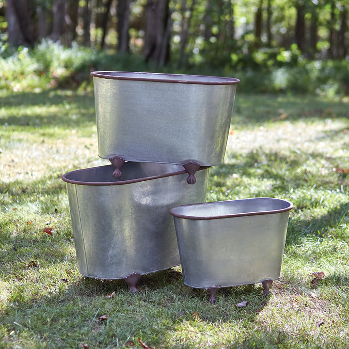 Galvanized Clawfoot Tubs (Set of 3)
