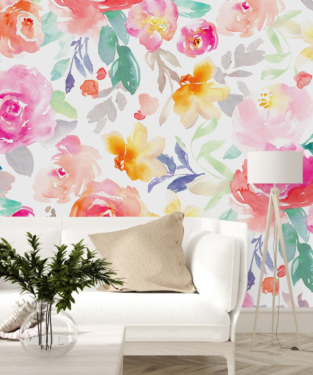 Modish Pink Summer Flowers Wallpaper Tasteful