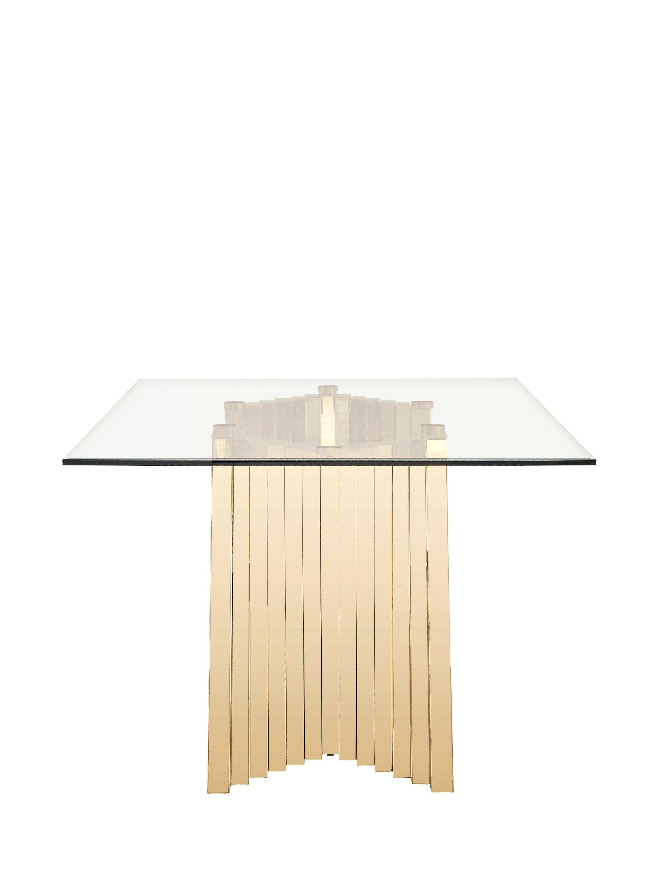 Modrest Buquet - Glam Glass + Champagne Gold Rectangular Dining Table