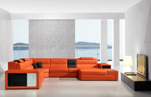 Load image into Gallery viewer, Divani Casa Polaris - Contemporary Orange Bonded Leather U Shaped Sectional Sofa with Lights
