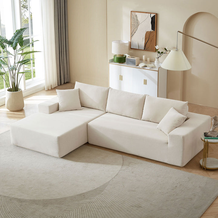 Walker Edison | Modern Minimalist Corduroy L-Shape Right Hand Facing Sectional Sofa