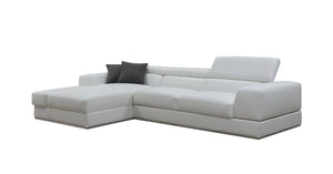 Divani Casa Pella Mini - Modern White Bonded Leather Left Facing Sectional Sofa