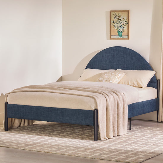 Gastonia Queen Metal and Upholstered Bed with Arched Headboard