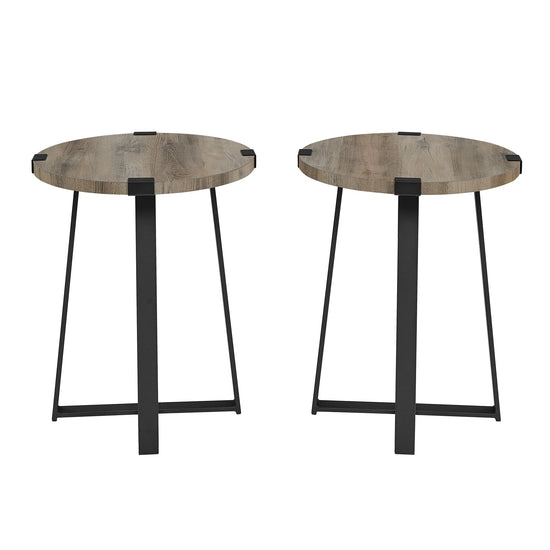 Modern Industrial 2-Piece Metal Wrap Side Table