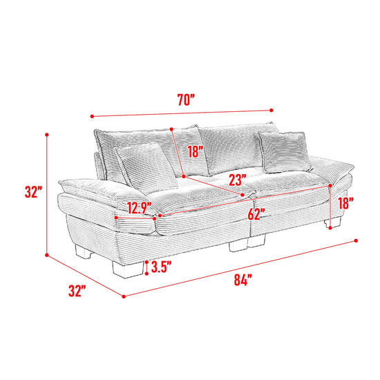 Walker Edison | Corduroy Loveseat Sofa with Pillows Beige