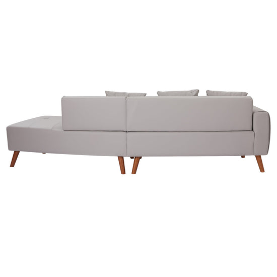 Walker Edison | Classic Modern 107" PU Leather Sofa with a Round Storage Ottoman