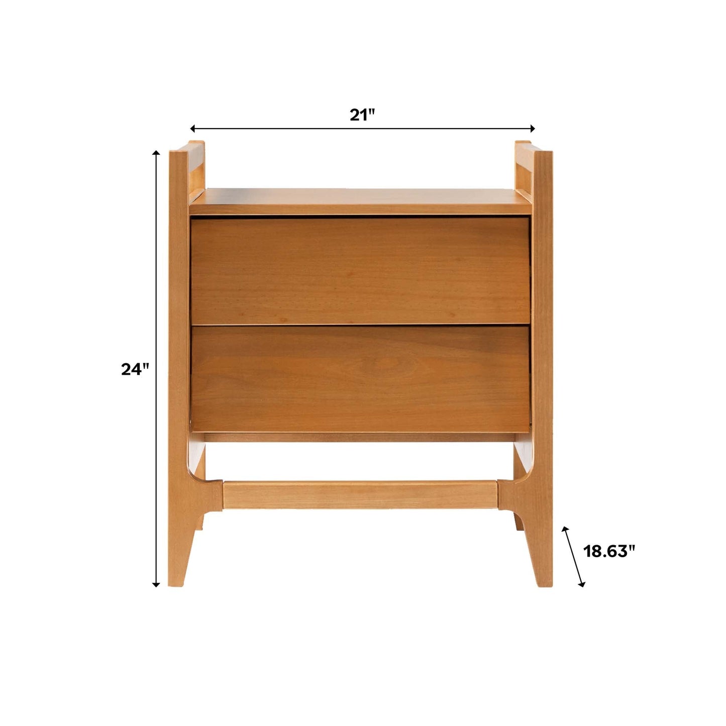 Oswald Mid-Century Modern 2-Drawer Wood Nightstand