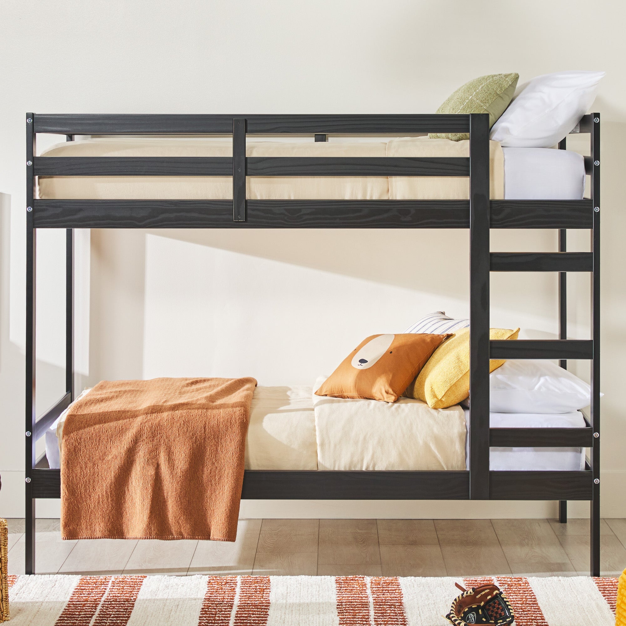 Sophie Simple Solid Wood Twin Over Twin Bunk Bed