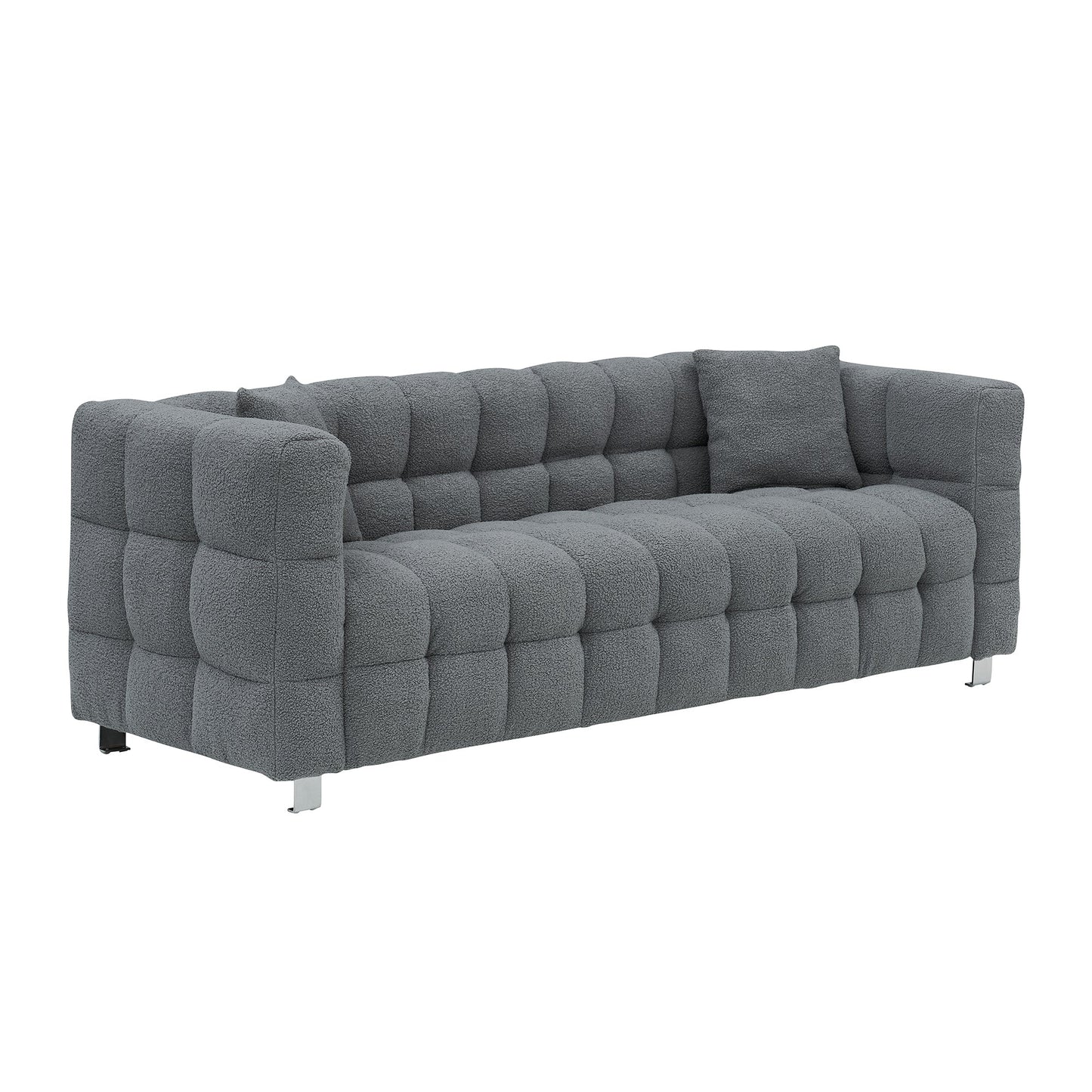 Walker Edison | Teddy 80" Sofa with two throw pillows