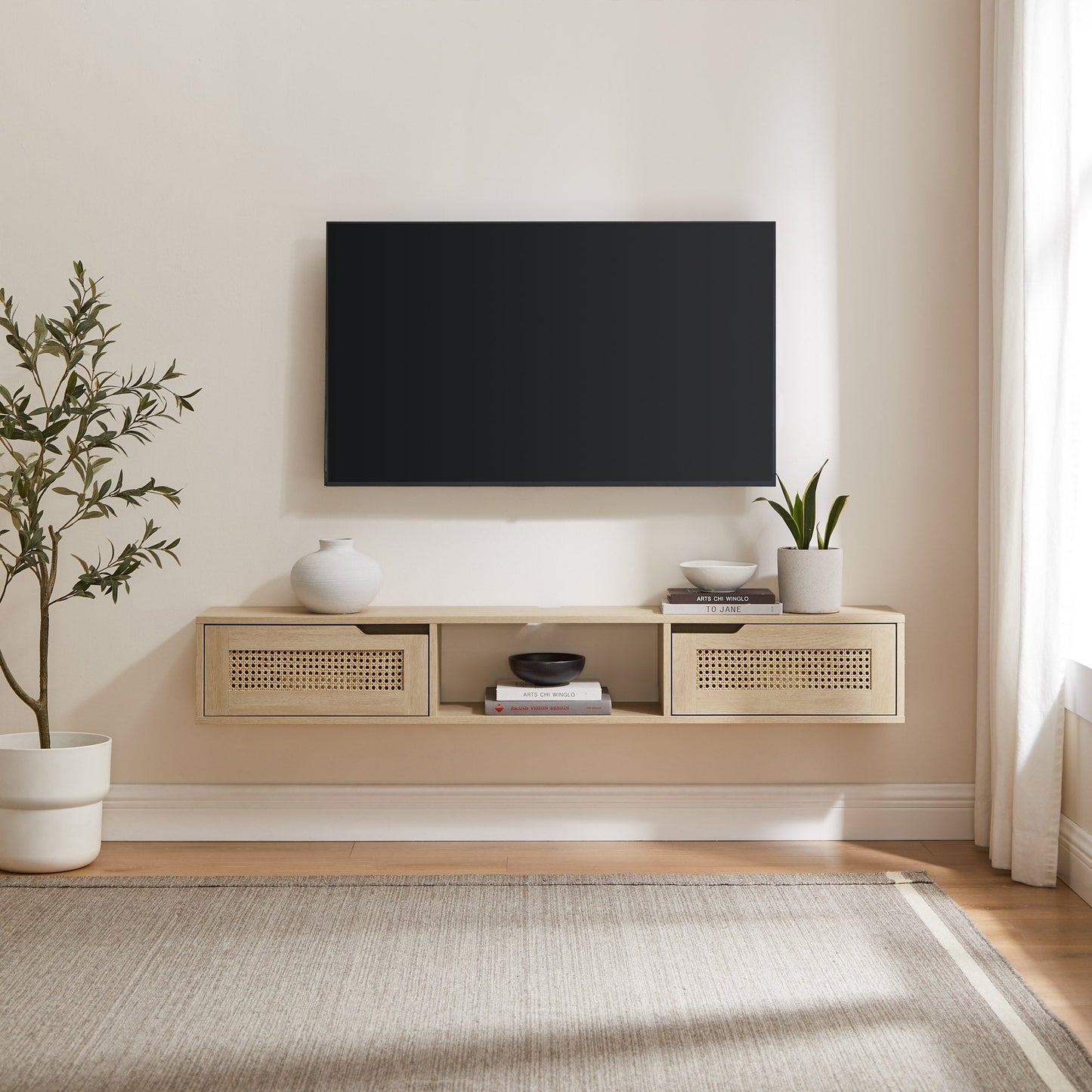 Hamkke Boho 2-Door Floating TV Stand