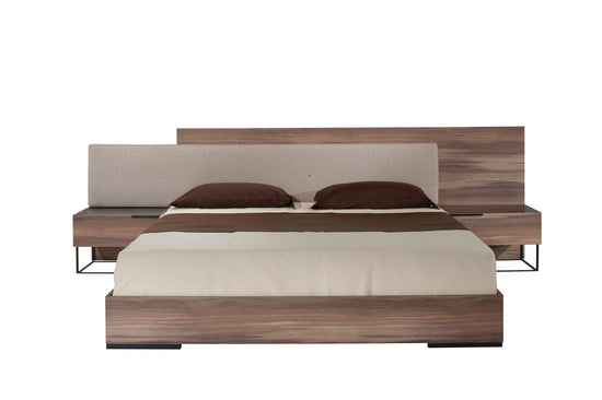 Nova Domus Matteo Italian Modern Eastern King Walnut & Fabric Bed