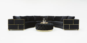 Divani Casa - Ritner Modern Black Velvet Curved Sectional Sofa